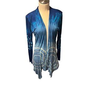 nwt blue tie dye cardigan blouse sweater by india boutique